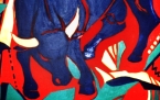 der blaue stier  öl/lwd  100x100cm  le taureau bleu  huile/toile