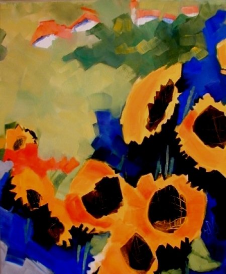 Landschaft mit sonnenblumen