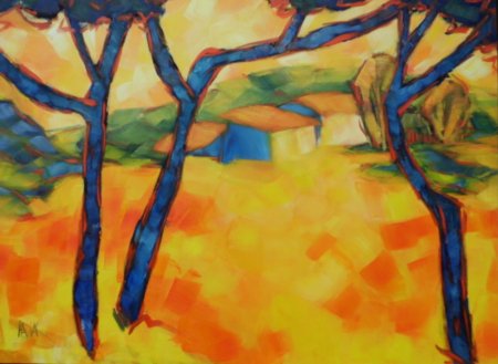 Südliche landschaft mit bäumen