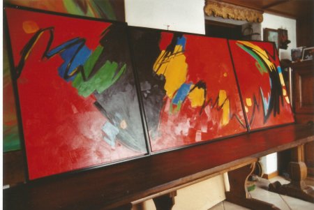 Triptichon in rot